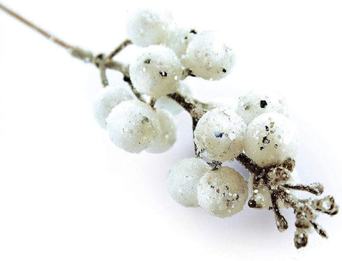 OLYPHAN Winter Berry Picks/White Holiday Berries Pick/Decorative Christmas Artificial Berry Stems for Wreaths, Garland, Crafts DIY Ornaments/Xmas ...
