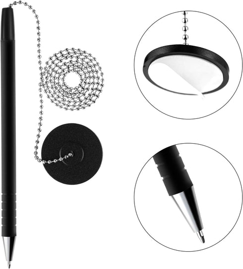 Secure Pen with Adhesive Pen Chain and Security Pen Holder for Home Office Supplies, Black Ink (14 Pieces)...