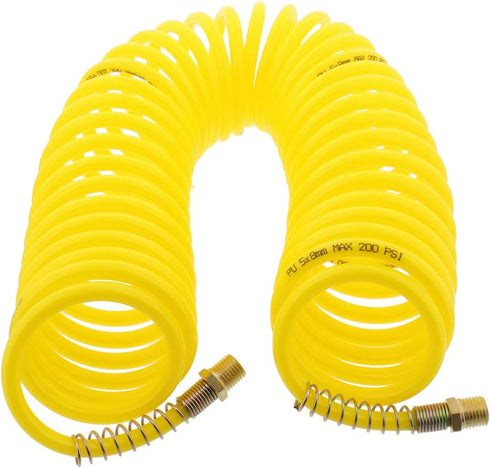 ABN Recoil Hose, 1/4in x 25ft – Portable Polyurethane Coil Hose for Air Compressor, Nailer, Sprayer, Staple Gun...