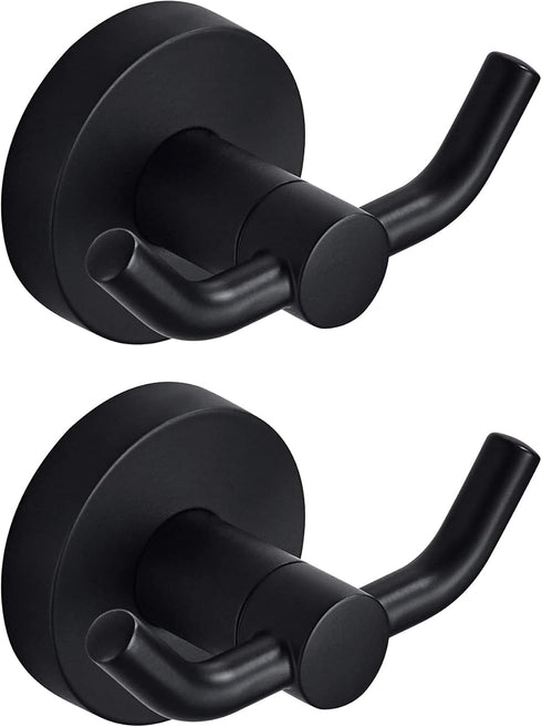 MARMOLUX ACC - 2pack Black Bathroom Hooks for Towels | Modern Black Hooks, Double Robe & Towel Hooks Ideal as Bathroom Towel Holder, Shower Wall H...