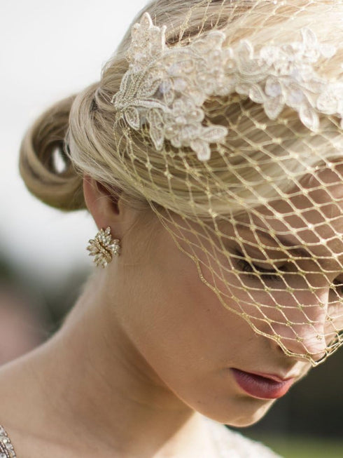 Mariell Gold Cubic Zirconia Bridal Earrings, Silver Platinum Plating, CZ Crystal Wedding Earrings for Brides, Bridesmaids, Prom, Homecoming and Mo...