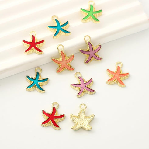Gold Plated Enamel Starfish Charms Pendants for Jewelry Making,Five-Pointed Star Pendants,Alloy Cute DIY Jewelry Supplies for Necklace Bracelets E...