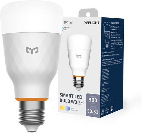 YEELIGHT Alexa Light Bulb W3 Tunable White, WiFi Light Bulbs, Smart Light Bulbs,Works with Google Home&SmartThings, E26 Tunable White...