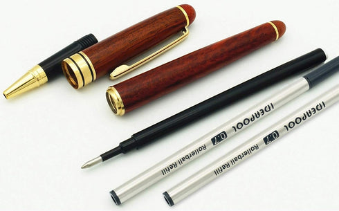 Genuine Rosewood Ballpoint Pen Writing Set - Extra 2 Black Ink Refills - Fancy Nice Gift Wooden Pen Set for Signature Executive Business Journalin...