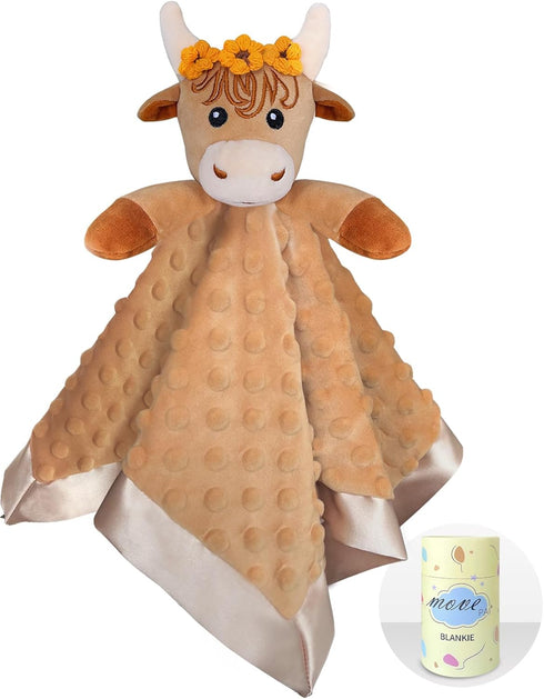 Girl Highland Cow Baby Security Blanket Loveys for Babies Girls, 16" Soft Baby Lovey Blanket, Baby Snuggle Stuffed Animals Blankie, Baby Girls Gif...