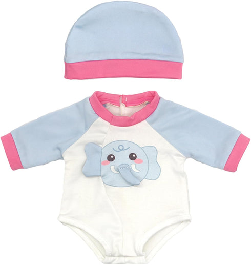 2 Sets 14-16 inch Baby Doll Clothes - 2 Pack Cartoon Print Rompers with Hat Outfits for Baby Doll Boy and Girl...