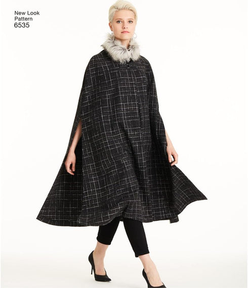 NEWLOOK Sewing Pattern D0730/6535 - Misses' Capes in Four Lengths, A (6-8-10-12-14-16-18-20-22-24)...