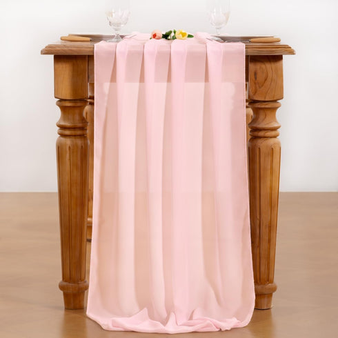 Socomi Blush Pink Chiffon Table Runner Easter Spring Boho Rustic 10ft 29x120 Inches Wedding Runner Sheer Bridal Shower Decorations...
