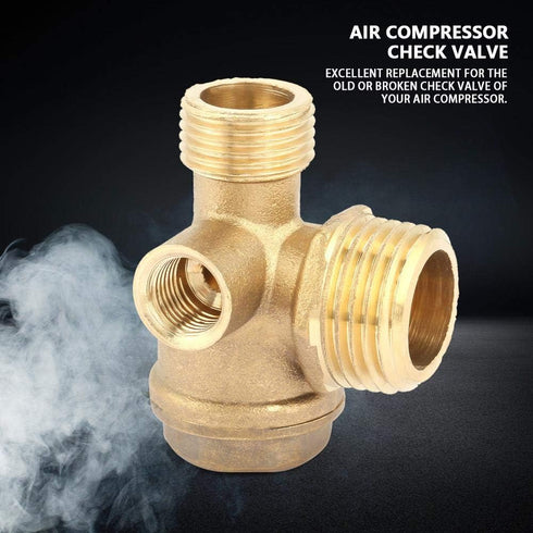 Check Valve for Air Compressor Air Compressor Check Valve, 3-Port Brass Male Threaded Air Compressor Check Valve, Tube Connector Tool Pneumatic Ac...