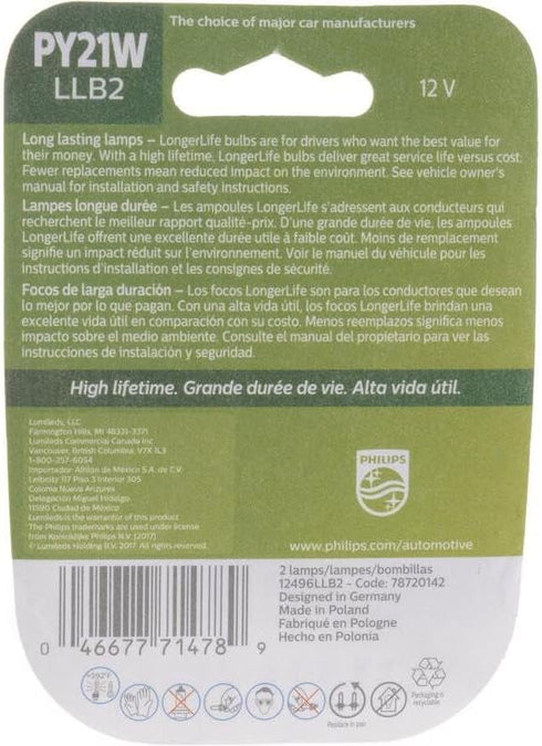 Philips Automotive Lighting 12496 LongerLife Miniature Bulb, 2 Pack...