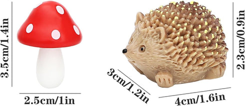 ONEST 12 Pieces Garden Miniature Accessories Mini Hedgehogs Mushroom Garden Micro Landscape Garden Ornament Figurines for DIY Craft Garden Decor...
