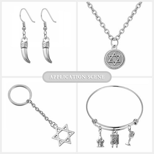 KitBeads 100pcs 10 Styles Jewish Charms Tibetan Jewish Hand of Fatima Religion Charms San Judas Star of David Jewish Star Charms for Jewelry Makin...