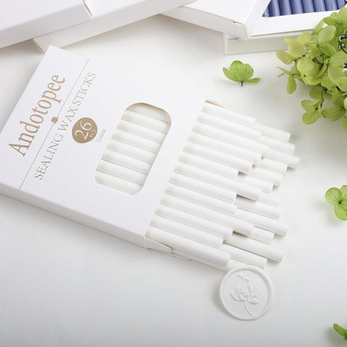 White Wax Seal Sticks 26pcs, Andotopee Glue Gun Wax Seal Sticks for Wax Seal Stamp, Premium Sealing Wax for Envelope Letter Seal Wedding Invation ...
