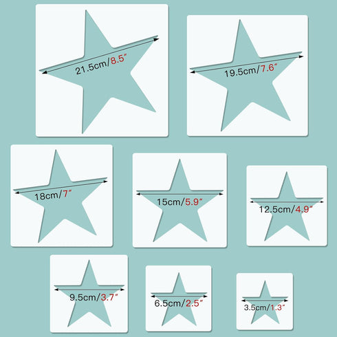 8PCS Large Star Stencils, 8 Different Size Star Stencils for Painting, Star Template for Drafting for Office and School Art Craft Templates, Large...