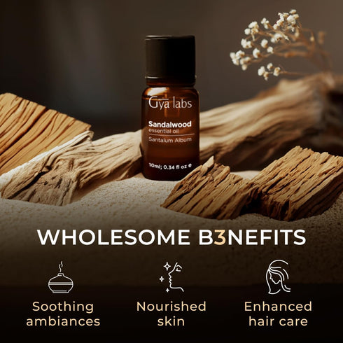 Gya Labs Sandalwood Essential Oils for Diffuser - Natural Sandalwood Oil - Sandalwood Essential Oil for Hair, Skin, Massage, Perfume & Candle Maki...