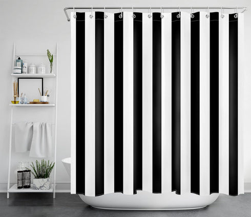 LB Black and White Shower Curtain,Striped Bathroom Curtain,72x72 inch Waterproof Polyester Fabric,Fashion Bath Decor,Ring Hooks Included...