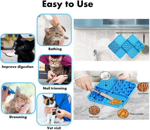 2-1 Slow Feeder Cat Bowl and Cat Lick Mat - Heavy Duty 2024 Cat Slow Feeder Bowl & Cat Licking Mat - Premium Slow Feeder for Cats and Kittens for ...