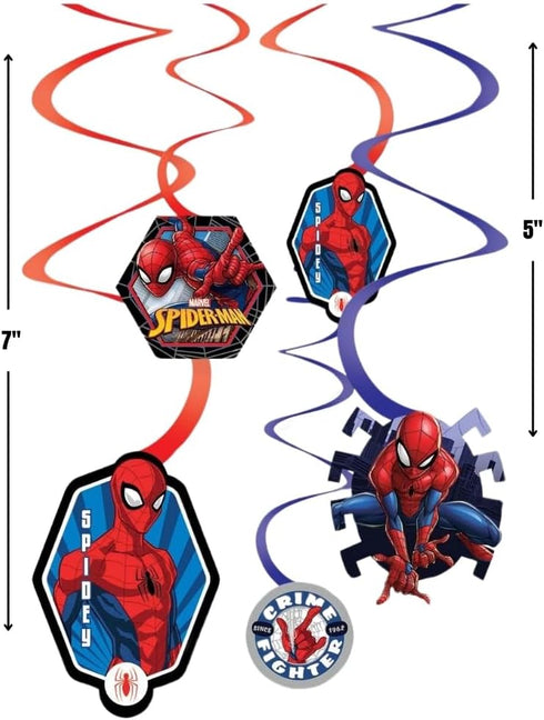 Spider-Man™ Webbed Wonder Swirl Value Pack - Set of 12 - Ultimate Party Decoration Kit, Eye-Catching & Easy Setup Swirl Decor...
