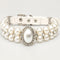 KUDES Small Dog Cat Big Pearl Collars with Crystal Rhinestone Diamond Décor, Adjustable Cute Fashion Pet PU Leather Collars Necklace for Wedding B...