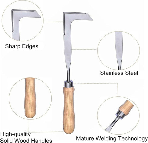 2 Pack Uprooting Weeding Tool, Gardening 4 Claw Hand Weed Remover Tool and L-Shape Manual Grass Removal Set, Manganese Steel Weeder Puller for Law...
