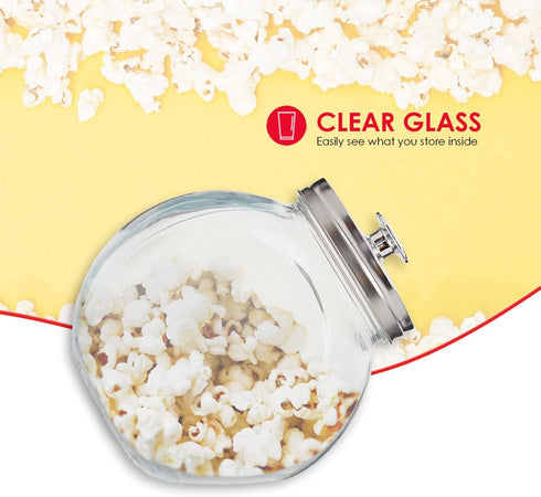 Home Basics (Medium) Glass Cookie Candy Jar Container with Fresh Sealed Lid – Kitchen Home Décor Storage...