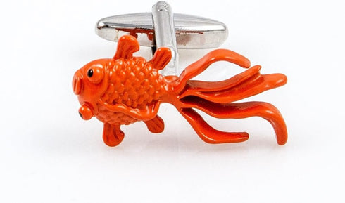 Fancy Goldfish Fish Koi Pair Cufflinks in a Presentation Gift Box & Polishing Cloth...
