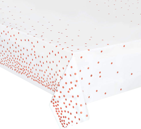 4 Pack Plastic Tablecloths for Rectangle Tables, Waterproof Disposable Party Table Cloths with Rose Gold Dot, Table Covers for Decorations, Baby S...