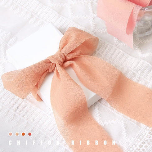 UpUDo 4 Rolls Chiffon Ribbon, 1.5" x 6Yd Mixed Rose Silk Ribbons, Frayed Edges for Wedding Invitations, Bridal Bouquets, DIY Crafts, Gift Wrapping...