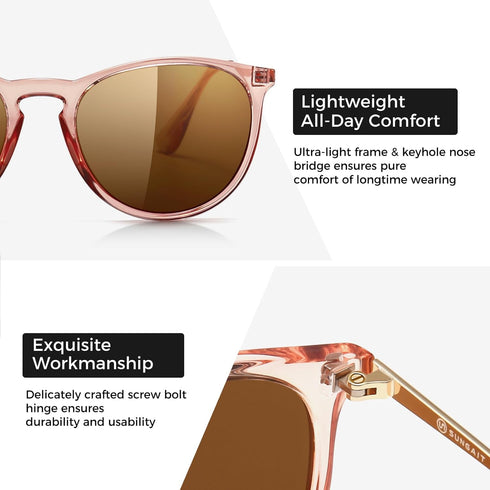 SUNGAIT Premium Vintage Round Sunglasses for Women Men Classic Retro Trendy Style...
