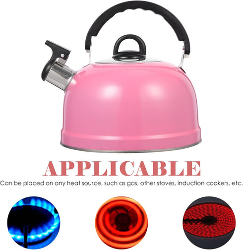 Kichvoe Stovetop Whistling Tea Kettle Stainless Steel Hot Water Fast Boiling Teapot with Ergonomic Handle Coffee Kettle Hot Water Boiler for Home ...