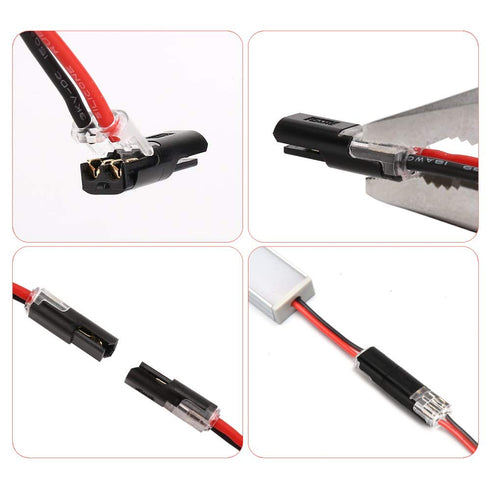 Pluggable LED Wire Connectors, TYUMEN 24pcs 2 Pin 2 Way Universal Compact Wire Terminals, No Wire-Stripping Required, Toolless Spring Wire Connect...
