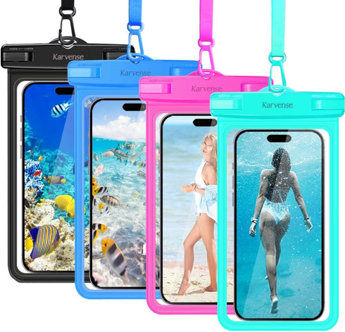 Waterproof Phone Pouch, 4 Pack Waterproof Phone Case/Holder for iPhone 15 14 13 12 11 Pro Max XR SE, Samsung Galaxy, Pixel, Universal Cellphone Dr...