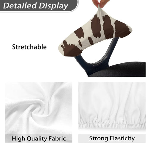 Brown Cow Print Rotating Chair Arm Cover Stain Resistant Durable Armrest Slipcover Pads Office Computer Gaming Desk Rotating Chair Elastic Armrest...