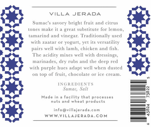 Villa Jerada, Sumac Coarse Premium Seasoning Spice - Featuring Cherry and Citrus Notes (New Lemony-Salty Partner to Pepper), 2.1 oz (SUMAC - 2 JAR...