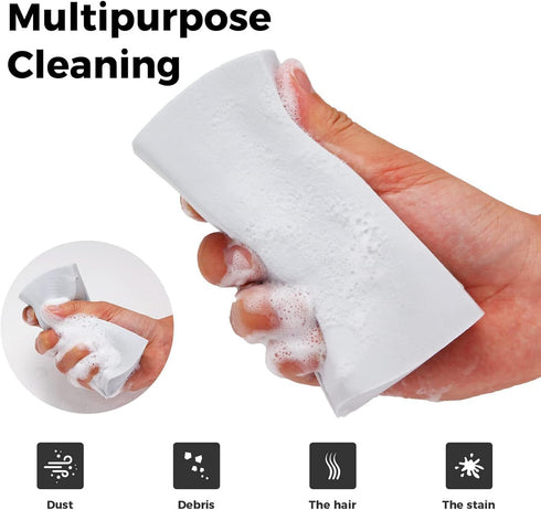 Damp Clean Duster Sponge 4pack Reusable Damp Dusting Sponge for Cleaning Glass, Baseboards,Blinds, Vents, Railings, Mirrors, Window Track Grooves ...