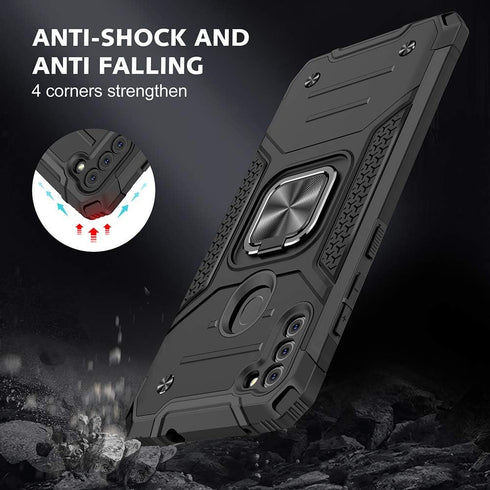 for Samsung A11 Phone Case with Screen Protector, Hard Rubber Bumper with 360° Rotation Ring Kickstand Cases for Samsung Galaxy A11 (Black)...