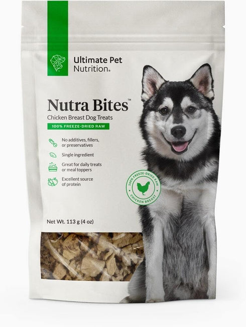 ULTIMATE PET NUTRITION Nutra Bites Freeze Dried Raw Single Ingredient Training Treats Food Topper for Dogs, 4 Ounces, Chicken Breast...