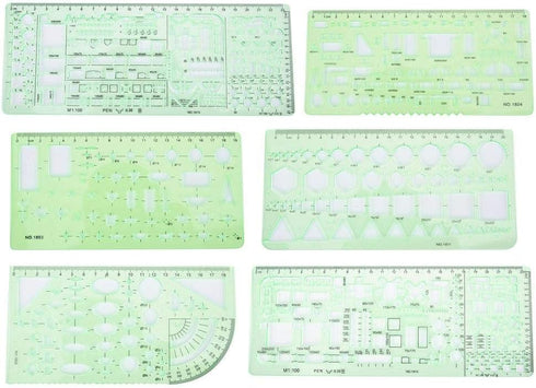 Architecture Drawing Template Rulers, Multifunctional Geometric Drawings Templates for Drafting Drawing Engineering Building School Supplies(#3)...