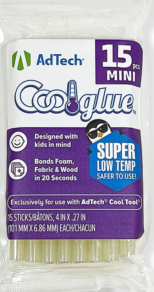 AdTech Ultra Low Temp Cool Glue Sticks, Mini 4-Inch – 15-Pack for Safe Crafting & DIY, Fast Bonding, Ideal for Delicate Materials, Fits Low Temp M...