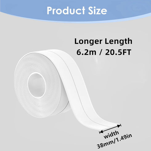 Longer length 20.5FT White Caulk Tape Waterproof Self Adhesive, PVC Self Adhesive Tub and Wall Sealing Tape Caulk Sealer,Caulk Strip,sealant Tape,...