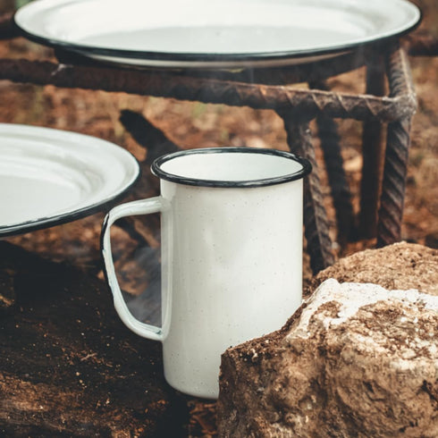 20 Oz Enameled Steel Mug (Set of 6) - Large Durable Mugs for Indoor/Outdoor Use, Oven and Fire-Safe, Reusable & Stackable, Dishwasher Safe Coffee ...