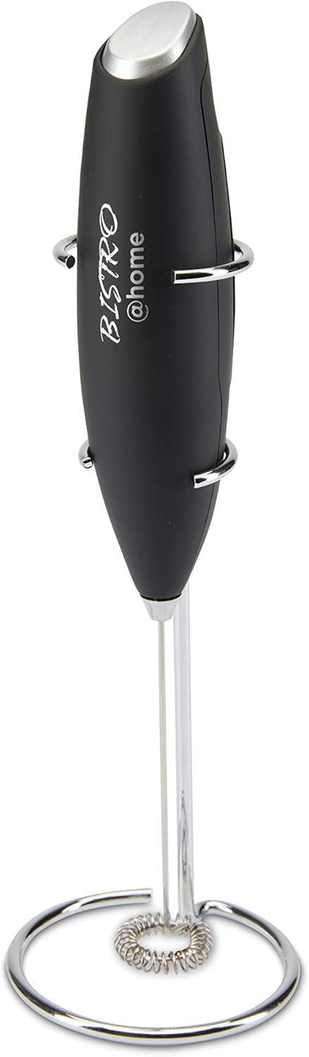 Bistro@Home Milk Frother Handheld, Frother for Coffee Drink Mixer Milk Foamer, Milk Frothers (Black)...