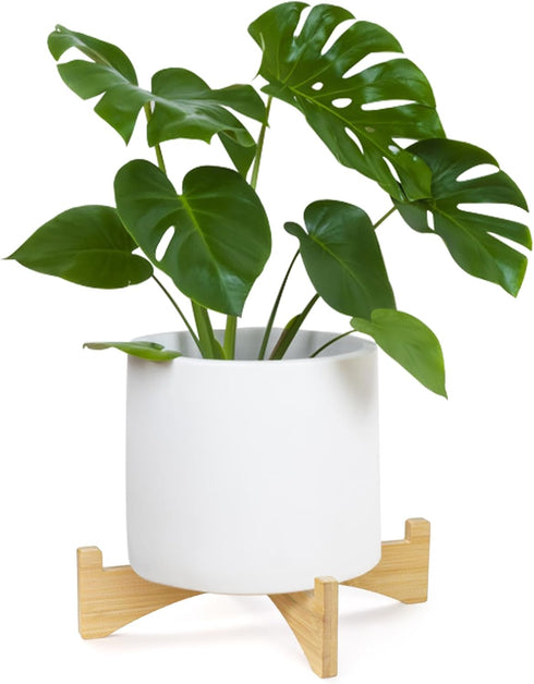 Short Bamboo Plant Stand, Single Floor Flower Planter Stand, Outdoor Clearance Plant Holders Indoor Stand, Mid Century Modern Plant Stand Riser Sh...