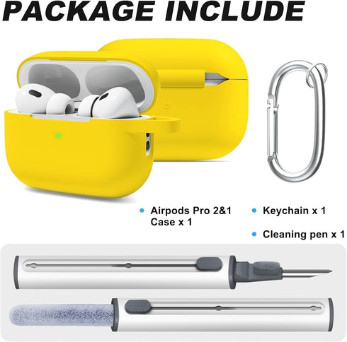 MOLOVA AirPod Pro Case Cover with Cleaner Kit, Soft Silicone Cover for AirPods Pro Case 2nd/1st Comes with Keychain for Women Men,Suitable Cases f...