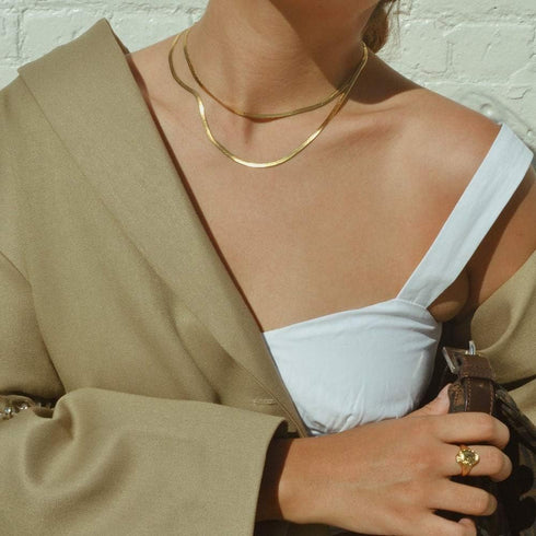 CLASSYZINT Gold Flat Chain Necklaces for Women Stainless Steel Snake Chain Cute Chokers Collar Minimalist Jewelry Simple Gift…...