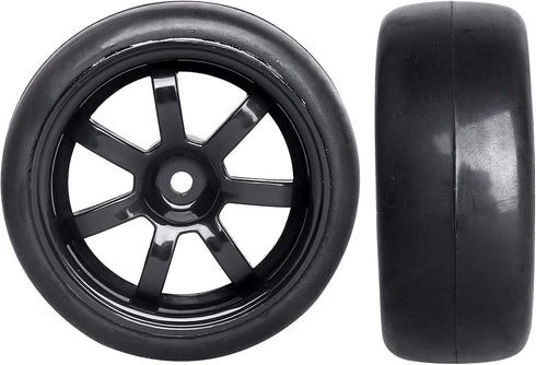 PreGlued 12mm Hex Wheel Rims & OD 2.56" Rubber Tires for 1/10 On-Road Touring Car Drift for Traxxas 4tec 2.0 3.0 Tamiya TT02 TT01 HPI RS4 Wltoys 1...