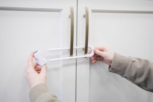 Regalo Home Safety Sliding Locks, Award Winning Brand, Cabinet Handle Lock, Baby Proofing Lock, Child Safety Cabinet Latch, White...