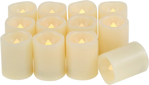 Candle Choice Set of 12 Flameless Candles, Flameless Votive Candles LED Votives with Timer, Battery-operated LED Candles with Timer, Long Battery ...