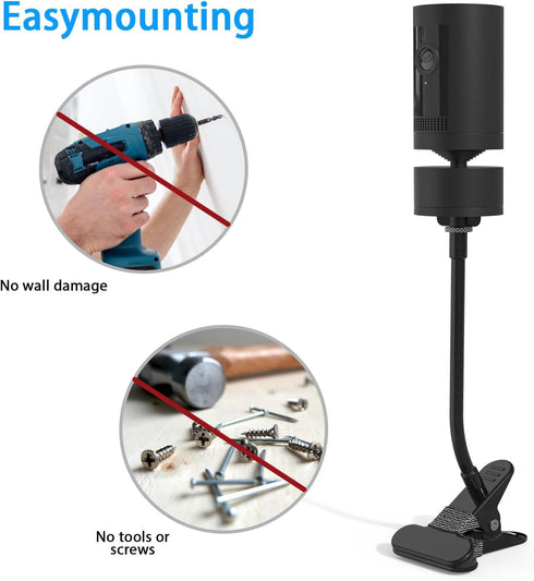 Flexible Twist Clamp Mount Compatible with Pan Tilt Camera, Flexible Twist Gooseneck Mounting Bracket No Tools or Wall Damage Required (1pack?Blac...
