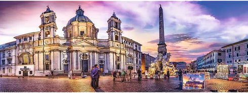 Trefl Panorama Piazza Navona, Rome 500 Piece Jigsaw Puzzle Red 26"x9" Print, DIY Puzzle, Creative Fun, Classic Puzzle for Adults and Children from...